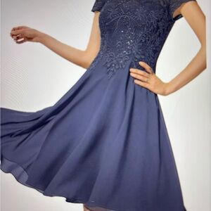 Blue Embellished A-Line Midi Dress for Wedding Guests BRAND NEW